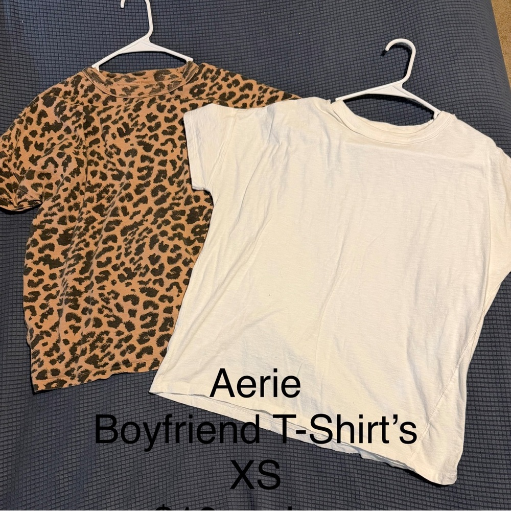 Aerie Brown Leopard and White T-Shirts